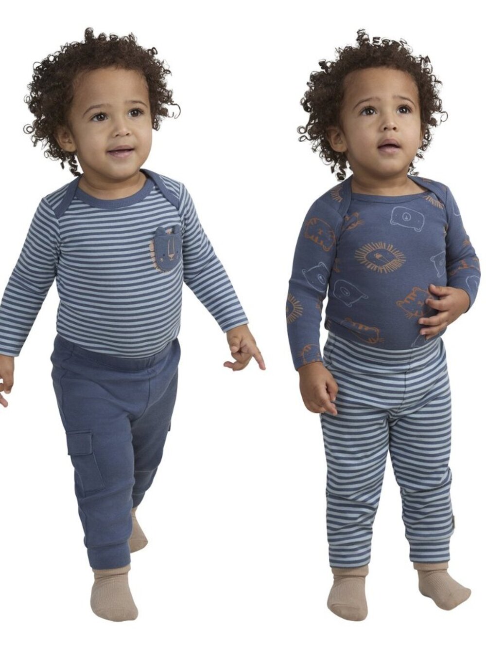 HGS Baby 4-Piece Layette Set Long Sleeve 12 Months Blue/Lion/Stripes
